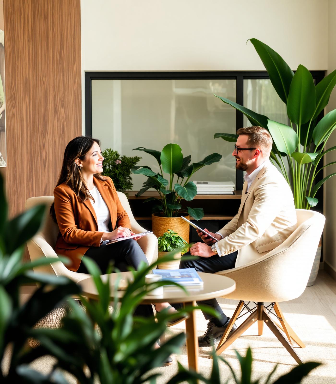Advisor and client in conversation
